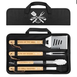 🔥 Luxury Stainless Steel BBQ Grill Tool Set – 4 PCS + Carrying Case 🔥